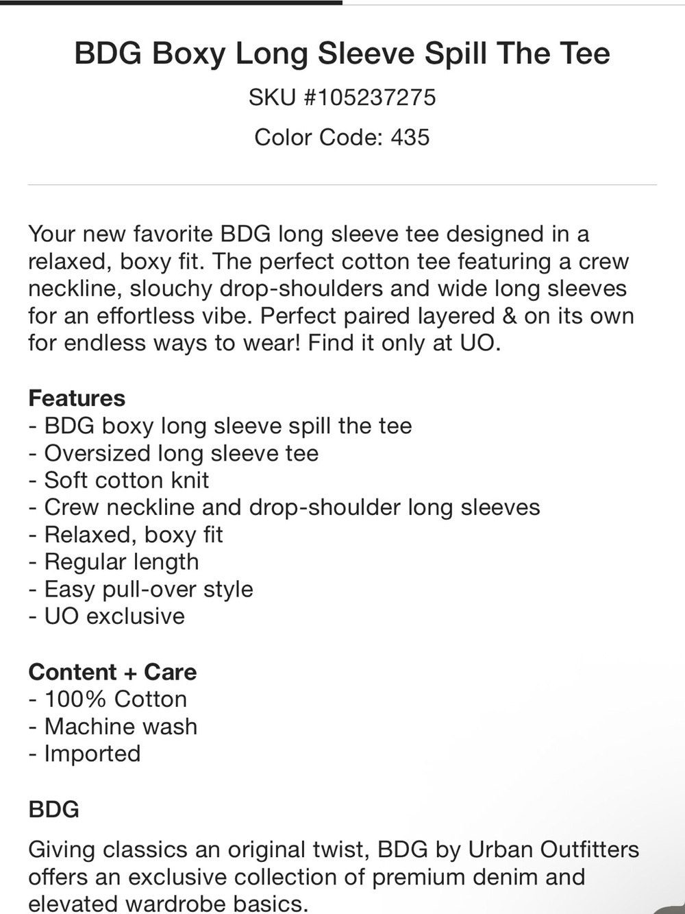 BDG Boxy Long Sleeve Spill The Tee - Picture 6 of 6